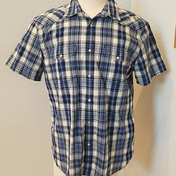 Lucky Brand Mens Plaid Short Sleeve Shirt Large - Picture 1 of 4